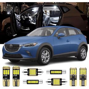AENVTOL 10 Pieces Interior LED Lights Kit for Mazda CX-3 2016 2017 2018 2019 2020 2021 White LED Interior Bulbs Package + License Plate Lights, Install Tool
