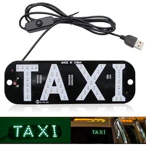 زر تشغيل/إيقاف ضوء إشارة سيارة أجرة USB، لافتة LED ساطعة لسيارة أجرة، وضع نافذة كوب الشفط لسيارة الأجرة (أبيض)
