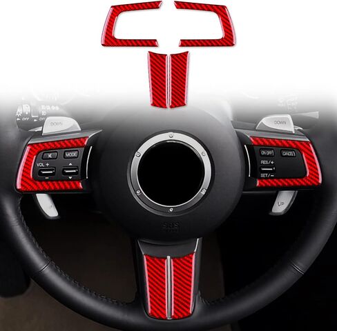 ألياف الكربون، لمازدا، إطار زر عجلة القيادة ديكور ملصق لمازدا MX-5 مياتا MX5 2006 2007 2008 2009 2010 2011 2012 2013 2014 2015، السيارات الداخلية (أسود) in Kuwait