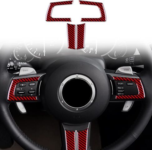 ألياف الكربون، لمازدا، إطار زر عجلة القيادة ديكور ملصق لمازدا MX-5 مياتا MX5 2006 2007 2008 2009 2010 2011 2012 2013 2014 2015، السيارات الداخلية (أسود) in Kuwait