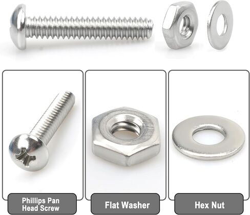 مجموعة متنوعة من الصواميل والمسامير 720 قطعة، 4-40/#6-32/#8-32/#10-24 مجموعة صواميل ومسامير رأس مقلاة فيليبس، مجموعة متنوعة من براغي الآلة صواميل ومسامير من الفولاذ المقاوم للصدأ غسالات مسطحة مع حقيبة in Kuwait