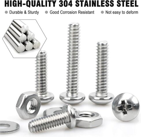 مجموعة متنوعة من الصواميل والمسامير 720 قطعة، 4-40/#6-32/#8-32/#10-24 مجموعة صواميل ومسامير رأس مقلاة فيليبس، مجموعة متنوعة من براغي الآلة صواميل ومسامير من الفولاذ المقاوم للصدأ غسالات مسطحة مع حقيبة in Kuwait