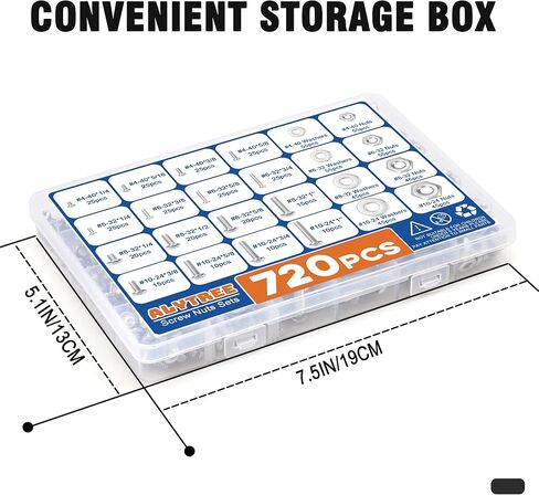 مجموعة متنوعة من الصواميل والمسامير 720 قطعة، 4-40/#6-32/#8-32/#10-24 مجموعة صواميل ومسامير رأس مقلاة فيليبس، مجموعة متنوعة من براغي الآلة صواميل ومسامير من الفولاذ المقاوم للصدأ غسالات مسطحة مع حقيبة in Kuwait