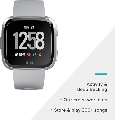 Fitbit Versa Smart Watch,GPS, Gray/Silver Aluminium, One Size (S & L Bands Included) (Renewed) in Saudi Arabia