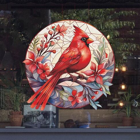 4Pcs Cardinal Window Stickers,Cardinal Self-Adhesive Glass Windows Stickers for Birds Lover,Window Clings with Cardinal for Home Decor Christmas Birthday Gift in Saudi Arabia