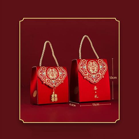 20pcs Chinese Wedding Candy Boxes Wedding Gift Wrapping Bags Portable Chocolate Treat Gift Packing Boxes for Bridal Shower Birthday Wedding Party Decoration(Clover) in Saudi Arabia