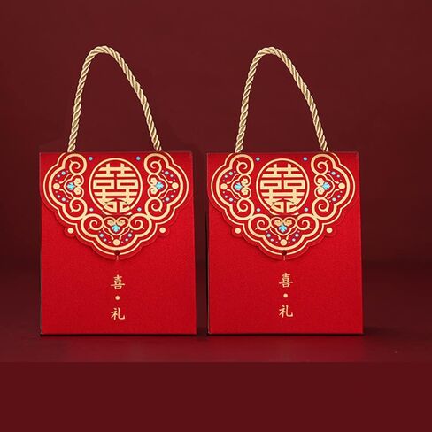 20pcs Chinese Wedding Candy Boxes Wedding Gift Wrapping Bags Portable Chocolate Treat Gift Packing Boxes for Bridal Shower Birthday Wedding Party Decoration(Clover) in Saudi Arabia