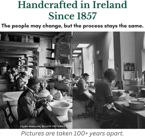 صندوق حلية صغير كلاسيكي أيرلندي بليسينج من بيليك مع غطاء ولمسات ذهبية عيار 24 قيراط - صندوق مجوهرات صغير للرجال والنساء - ديكور خزانة ملابس مصنوع يدويًا من البورسلين، حافظة تذكارية/مسبحة - صندوق ديكور صغير in Kuwait