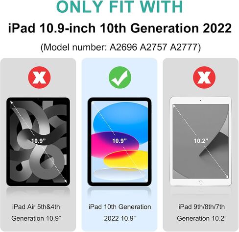 غطاء iPad من الجيل العاشر، حافظة iPad 10، خاصية التنبيه والنوم التلقائي، حافظة رفيعة قابلة للطي لجهاز iPad الجيل العاشر، حافظة غطاء ذكية خفيفة الوزن لجهاز iPad 10.9، وردي in Kuwait