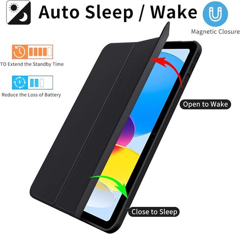 غطاء iPad من الجيل العاشر، حافظة iPad 10، خاصية التنبيه والنوم التلقائي، حافظة رفيعة قابلة للطي لجهاز iPad الجيل العاشر، حافظة غطاء ذكية خفيفة الوزن لجهاز iPad 10.9، وردي in Kuwait