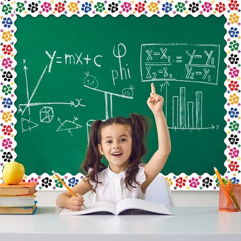 eaasty 69 قدم الملونة مخلب طباعة لوحة الإعلانات الحدود صدفي توالت الحدود تقليم تصميم ورقة طباعة الحيوان للمعلمين مدرسة الفصول الدراسية السبورة لوحة الإعلانات مكتب المدرسة ديكور جدار المنزل in Kuwait