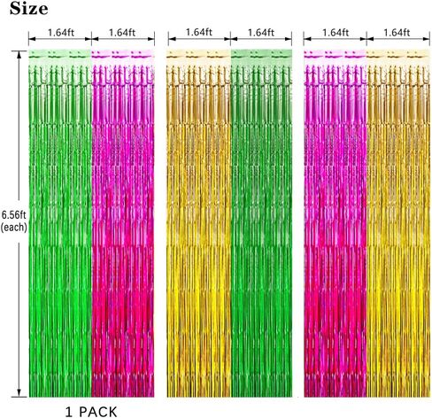 Luau Hawaiian Party Decorations, Flamingo Party Decorations, Green Rose Red and Yellow Foil Fringe Backdrop, Beach Bachelorette Streamer for Tropical Hawaiian Aloha Party Decorations(3 Pack) in Saudi Arabia