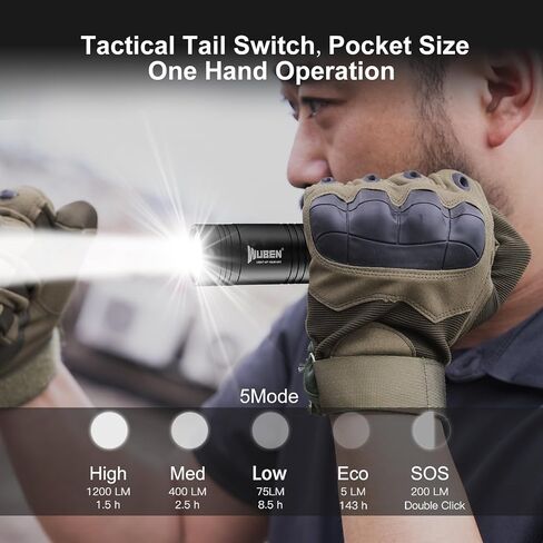 WUBEN L50 Rechargeable Flashlights, USB Tactical flashlights 1200 high lumens, Super Bright IP68 Waterproof LED flashlights, EDC Pocket Flashlights 5 Modes for Emergency, Rescue, Inspection, Hunting in Kuwait