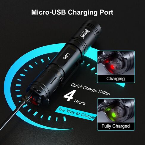 WUBEN L50 Rechargeable Flashlights, USB Tactical flashlights 1200 high lumens, Super Bright IP68 Waterproof LED flashlights, EDC Pocket Flashlights 5 Modes for Emergency, Rescue, Inspection, Hunting in Kuwait