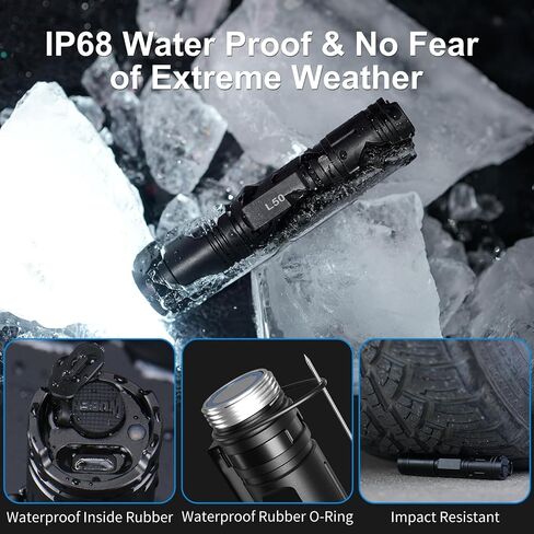WUBEN L50 Rechargeable Flashlights, USB Tactical flashlights 1200 high lumens, Super Bright IP68 Waterproof LED flashlights, EDC Pocket Flashlights 5 Modes for Emergency, Rescue, Inspection, Hunting in Kuwait