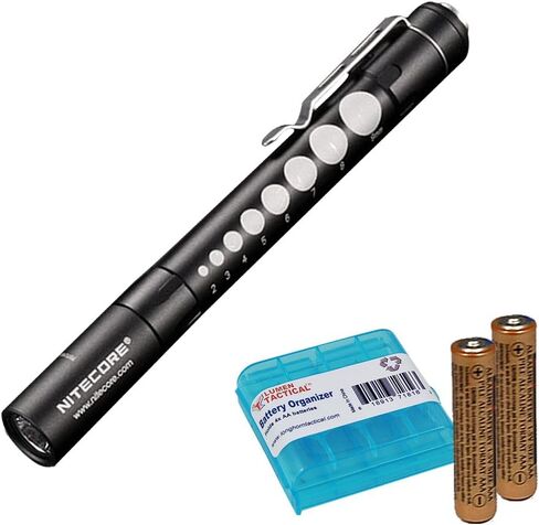 Nitecore MT06MD مصباح يدوي Penlight، 180 لومن LED للأطباء والممرضات وEMTs مع بطاريات AAA 2X ومنظم بطارية تكتيكي لومن (أسود مع مقياس الحدقة) in Saudi Arabia
