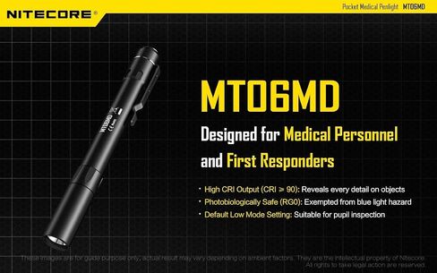 Nitecore MT06MD مصباح يدوي Penlight، 180 لومن LED للأطباء والممرضات وEMTs مع بطاريات AAA 2X ومنظم بطارية تكتيكي لومن (أسود مع مقياس الحدقة) in Saudi Arabia