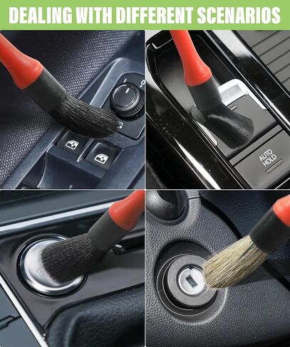 طقم 7 قطع ناعمة لتفصيل السيارة، 5 فرشاة لتفصيل شعر الخنزير، 1 فرشاة تنظيف داخلية للسيارة بتصميم قوس، 1 فرشاة تنفيس الهواء، مجموعة فرش تفصيل السيارة لوازم تنظيف لتنظيف السيارة من الداخل in Kuwait