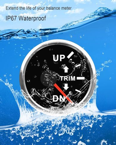 Boat Trim Gauge 0-190ohms UP-DN 7 Color Backlight Curved Glass, Boat Trim Balance Gauge Meter 52mm 2-1/6" for Yacht Boat Marine Black in Kuwait
