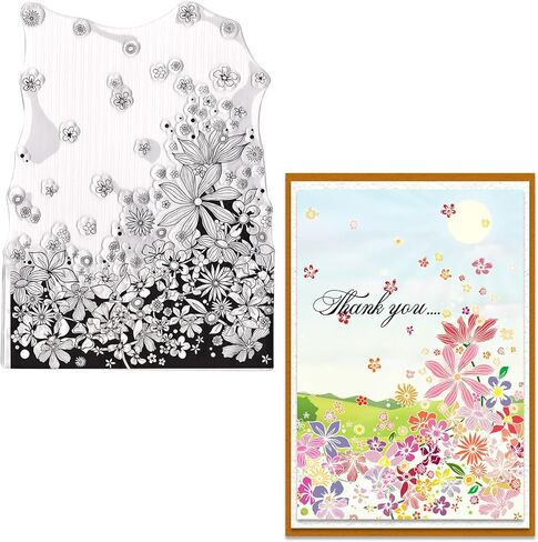 Flowers Background Clear Stamps for Card Making and Journaling, Floral Grass Rubber Stamps Flower Leaves Stamps for Scrapbooking DIY Cards Album Crafts in Saudi Arabia