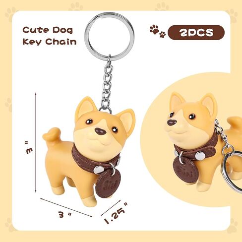 DomeStar 2PCS Cute Dog Key Chains, Shiba Inu Keyring Keychain for Boys Girls Kids Children Adults Super Adorable Dog Key Ring in Saudi Arabia