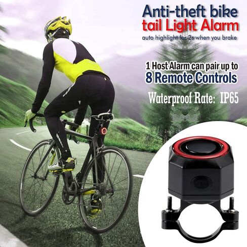 Antitheft Bike Tail Light Alarm and Cycling Anti-Theft, Built-in Lithium Battery with Flashing Light in Kuwait