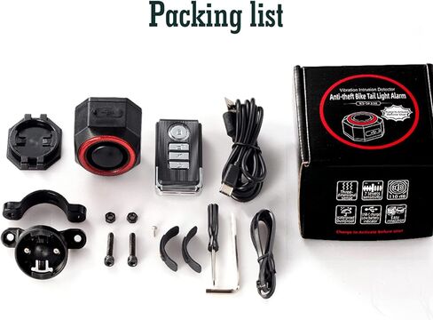 Antitheft Bike Tail Light Alarm and Cycling Anti-Theft, Built-in Lithium Battery with Flashing Light in Kuwait