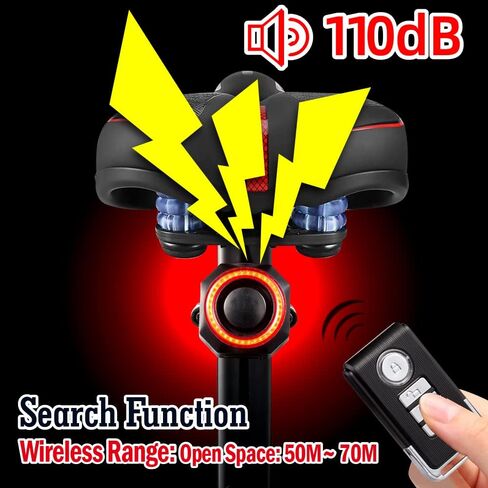 Antitheft Bike Tail Light Alarm and Cycling Anti-Theft, Built-in Lithium Battery with Flashing Light in Kuwait