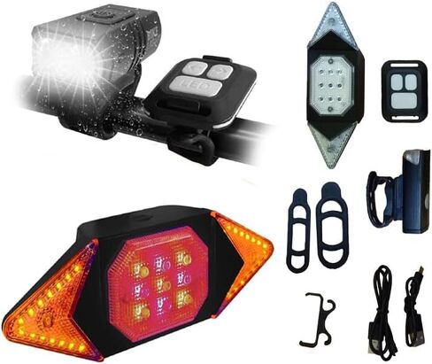 Bike Lights Set USB Rechargeable Bike Lights, Bicycle Accessories, Bicycle Light Front Back, Powerful Bicycle Headlight and Rear Taillight with Turn Light Rotation Signal, Bike Light Waterproof in Saudi Arabia