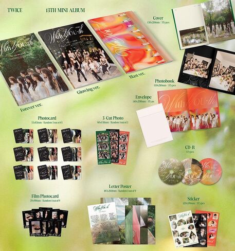 TWICE: With YOU-th (إصدار FOREVER) الألبوم الصغير الثالث عشر CD-R + مجموعة بطاقات الصور + بطاقة صور الفيلم + ملصق الرسالة + بطاقات الصور + 3 قطع صورة + مظروف + كتاب الصور + ملصق + (5 بطاقات صور إضافية مرتين + مرآة جيب) in Saudi Arabia