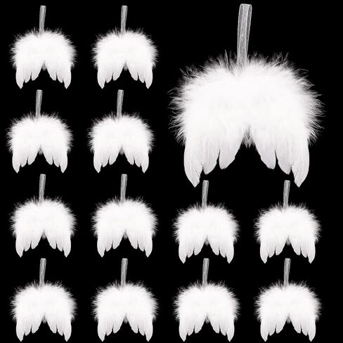 30 Pcs Angel Feather Wings Ornament-4.7 x 4 inch Handmade Exquisite Angel Wings Pendant White Mini Angel Wings Christmas Tree Hanging Decor for Xmas Holiday Wedding Prop Party Decorations in Saudi Arabia