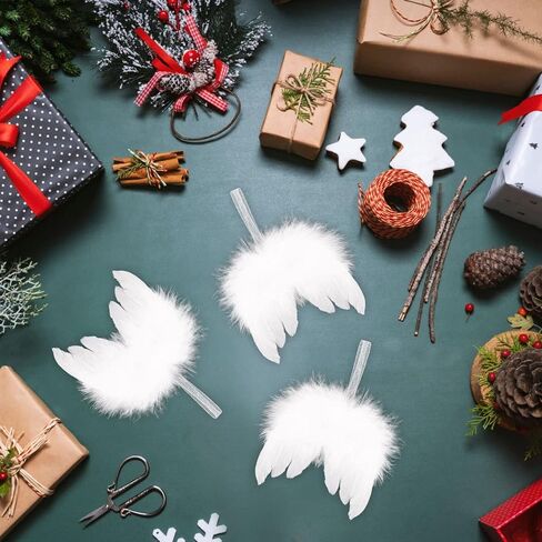 30 Pcs Angel Feather Wings Ornament-4.7 x 4 inch Handmade Exquisite Angel Wings Pendant White Mini Angel Wings Christmas Tree Hanging Decor for Xmas Holiday Wedding Prop Party Decorations in Saudi Arabia