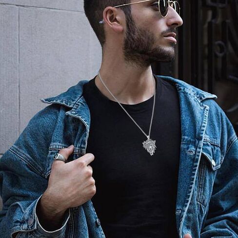 الأسد قلادة للرجال النساء 925 الفضة الاسترليني الأسد قلادة قلادة الأسد رئيس قلادة 3D الأسد الملك خمر الحيوان مجوهرات هدايا للرجال النساء الأب عيد الأم عيد ميلاد in Kuwait