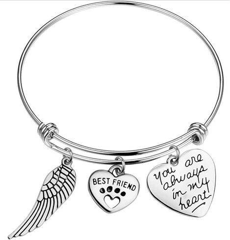 سوار تذكاري للحيوانات الأليفة، هدايا تذكارية للحيوانات الأليفة، هدية تذكارية للكلب، هدية تذكارية للقطط، ذكرى الحيوانات الأليفة، فقدان مخالب الحيوانات الأليفة، مجوهرات مطبوعة لفقدان كلب، قطة، سوار قابل للتوسيع، أنت دائمًا في قلبي in Kuwait