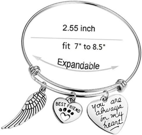 سوار تذكاري للحيوانات الأليفة، هدايا تذكارية للحيوانات الأليفة، هدية تذكارية للكلب، هدية تذكارية للقطط، ذكرى الحيوانات الأليفة، فقدان مخالب الحيوانات الأليفة، مجوهرات مطبوعة لفقدان كلب، قطة، سوار قابل للتوسيع، أنت دائمًا في قلبي in Kuwait