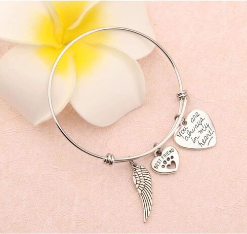 سوار تذكاري للحيوانات الأليفة، هدايا تذكارية للحيوانات الأليفة، هدية تذكارية للكلب، هدية تذكارية للقطط، ذكرى الحيوانات الأليفة، فقدان مخالب الحيوانات الأليفة، مجوهرات مطبوعة لفقدان كلب، قطة، سوار قابل للتوسيع، أنت دائمًا في قلبي in Kuwait