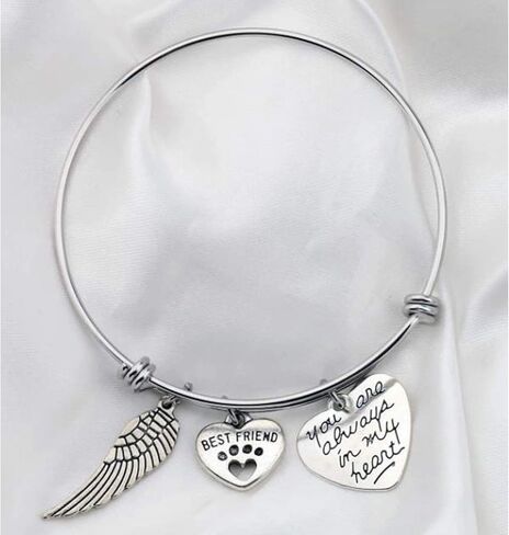 سوار تذكاري للحيوانات الأليفة، هدايا تذكارية للحيوانات الأليفة، هدية تذكارية للكلب، هدية تذكارية للقطط، ذكرى الحيوانات الأليفة، فقدان مخالب الحيوانات الأليفة، مجوهرات مطبوعة لفقدان كلب، قطة، سوار قابل للتوسيع، أنت دائمًا في قلبي in Kuwait