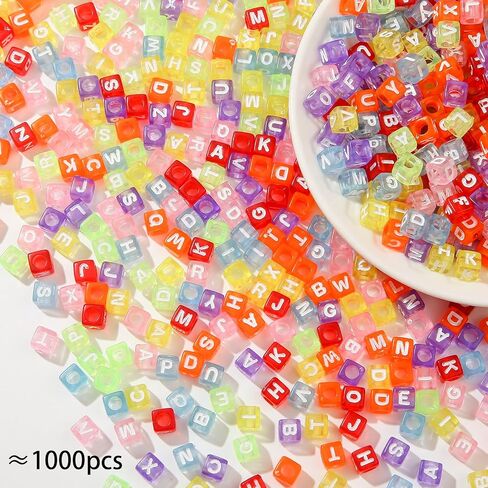 CYEENUT 1000pcs Cube Letter Beads Black Letter Beads 6x6mm Acrylic Alphabet Beads for Bracelets Making Keychain Jewelry DIY (Black&White) in Saudi Arabia