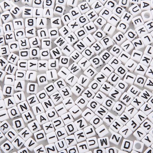 CYEENUT 1000pcs Cube Letter Beads Black Letter Beads 6x6mm Acrylic Alphabet Beads for Bracelets Making Keychain Jewelry DIY (Black&White) in Saudi Arabia