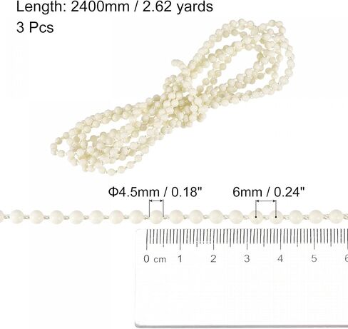 uxcell Blinds Beaded Chain Cord, 2.62 Yards 3Pcs Roman Vertical Roller Shades for Window Curtain Blind Replacement Parts, Beige in Kuwait