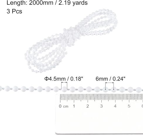 uxcell Blinds Beaded Chain Cord, 2.62 Yards 3Pcs Roman Vertical Roller Shades for Window Curtain Blind Replacement Parts, Beige in Kuwait