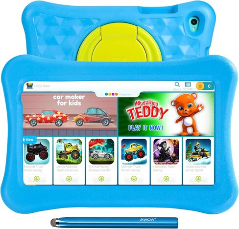 تابلت AWOW للأطفال مقاس 8 بوصات مضاد للضوء الأزرق KIDOZ مثبت مسبقًا بنظام Android 11 Go 2+32 جيجابايت لأجهزة الكمبيوتر اللوحية للأطفال مع حافظة مقاومة للأطفال قابلة للتعديل 2.4G WiFi 1280x800 لحماية العين HD عرض القلم النشط in Kuwait