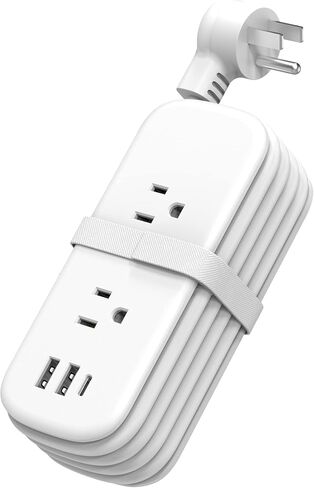 Power Strip with USB Ports, Unidapt Extension Cord Multiple Outlets, 4 ft Wrapped Around 2 Wall Outlets 3 1 C, No Surge Protector, Home Office Travel Cruise Must Have in Saudi Arabia
