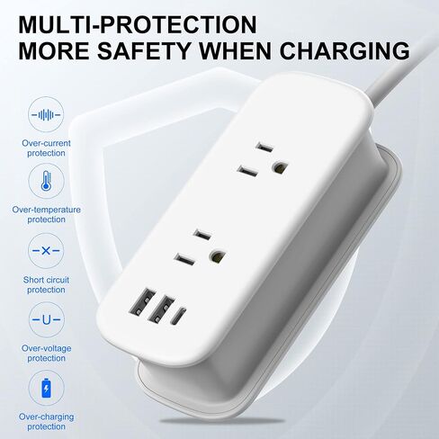 Power Strip with USB Ports, Unidapt Extension Cord Multiple Outlets, 4 ft Wrapped Around 2 Wall Outlets 3 1 C, No Surge Protector, Home Office Travel Cruise Must Have in Saudi Arabia