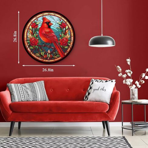 Stained Glass Puzzle Bird Puzzles for Adults 1000 Pieces, Round Cardinal Bird Flower Puzzle, Impossible Hard Challenging Puzzles for Adults, Colorful Stained Glass Jigsaw Puzzle as Wall Art Decor in Saudi Arabia