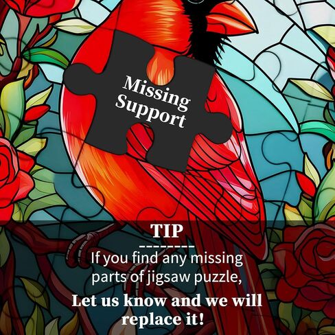 Stained Glass Puzzle Bird Puzzles for Adults 1000 Pieces, Round Cardinal Bird Flower Puzzle, Impossible Hard Challenging Puzzles for Adults, Colorful Stained Glass Jigsaw Puzzle as Wall Art Decor in Saudi Arabia