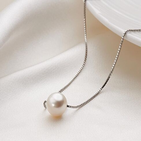 Sterling Silver Floating Single Pearl Choker Necklace Seashell Pearl Chokers Jewelry for Women in Saudi Arabia