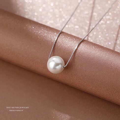 Sterling Silver Floating Single Pearl Choker Necklace Seashell Pearl Chokers Jewelry for Women in Saudi Arabia