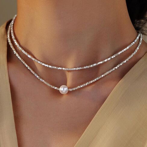 Gold Necklace, 14k Gold Plated Choker Layered Dainty Necklace Ppaerclip Snake Cuban Figaro Link Chain in Saudi Arabia