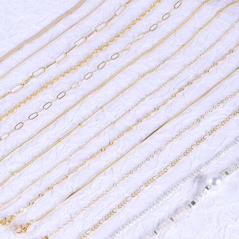 Gold Necklace, 14k Gold Plated Choker Layered Dainty Necklace Ppaerclip Snake Cuban Figaro Link Chain in Saudi Arabia